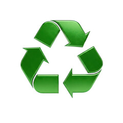 Fototapeta premium Green Recycle Symbol: 3D Render, Transparent Background, PNG