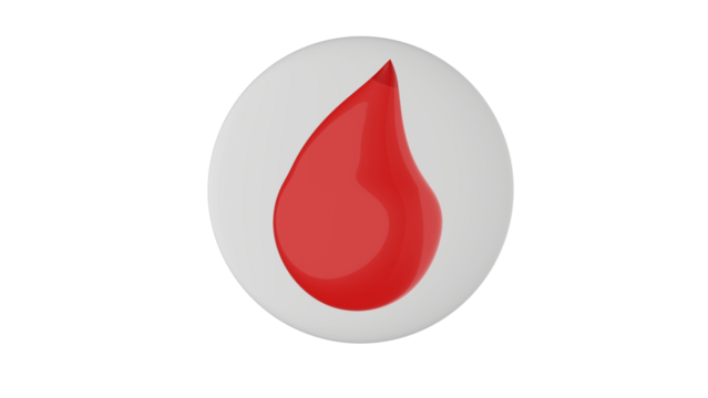red blood drop 3D on white background 