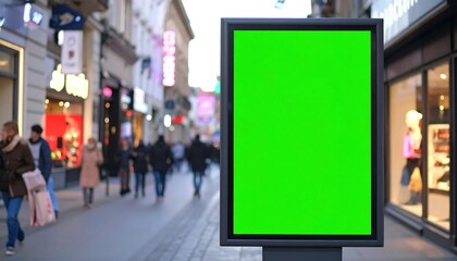 Empty green screen billboard city street