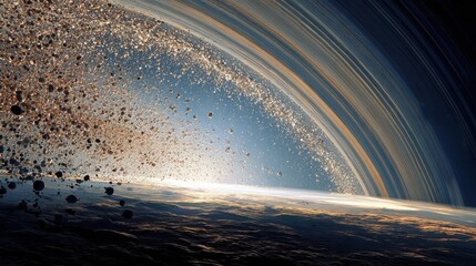 Planet rings surrounding a world, celestial background, ideal for space visuals