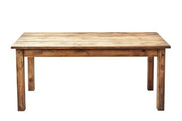 Rustic wooden table with weathered planks isolated on transparent background. Empty wood table isolated on white background.