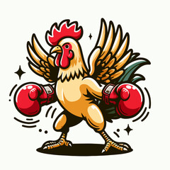 cartoon illustration of a boxing rooster 
