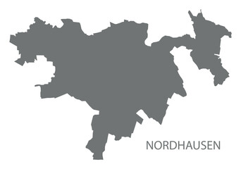 Fototapeta premium Nordhausen city map with boroughs grey illustration silhouette shape