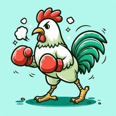 cartoon illustration of a boxing rooster 