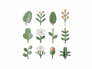 set of flowers