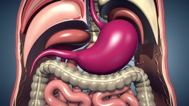 3D Stomach Anatomy Digestive System, Internal Organs, Medical Illustration