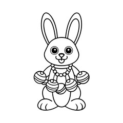 Fototapeta premium black outline printable bunny making candy braids