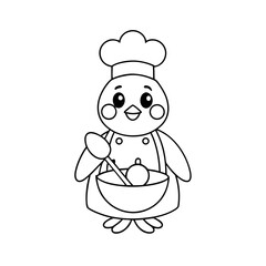 black outline printable chick hatching from egg