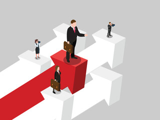 Fototapeta premium Business Vision and Leadership 3d flat vector illustrations