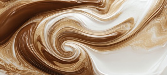 The Abstract Swirl of Cream and Brown Paint Blending Seamlessly.