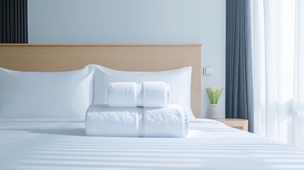 White towels on hotel bed