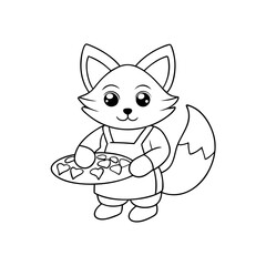 Obraz premium Black Outline Printable Fox Hiding In A Pumpkin
