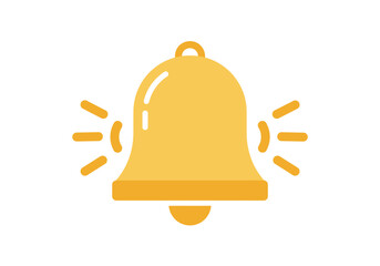 Golden Bell Icon with Sound Waves Notification Symbol.