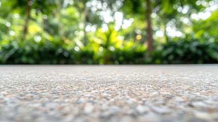 rock floor on the front green blured leaves on background 