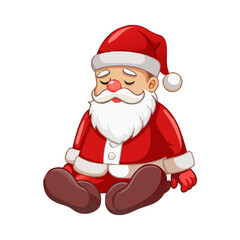 Tired Sleeping Santa Claus Character Taking a Rest Vector Illustration