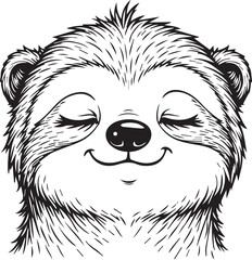Smiling Sloth: A cheerful sloth exudes a sense of calm, its eyes gently closed, radiating warmth and tranquility.
