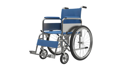 Fototapeta premium Blue wheelchair for mobility assistance isolated on transparent background