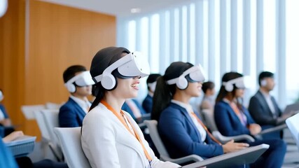 Business Technology Virtual Reality Meeting Training Headset Office Teamwork Innovation Learning for Modern Professional - Powered by Adobe