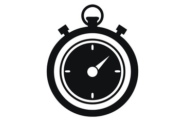 Black stopwatch shows time with a on a plain white background