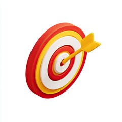3D target with arrow hitting bullseye
