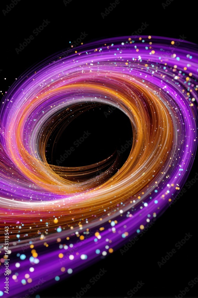 Wall mural swirling light trails creating a vibrant vortex with sparkling particles
