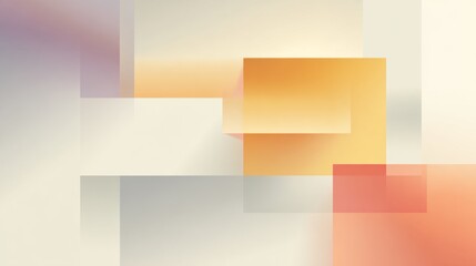 Fototapeta premium Abstract geometric composition with overlapping translucent orange peach and cream shapes