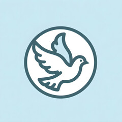 Fototapeta premium Dove Peace Icon: Minimalist Illustration of Flying Bird in Circle on Blue