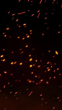 Flames firestorm rising sparks flying motion on dark background effect rendering