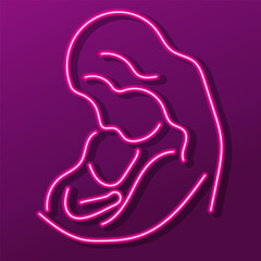 mother's day neon sign, colorful modern design trends on black background. Vector illustration.