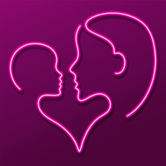 mother's day neon sign, colorful modern design trends on black background. Vector illustration.