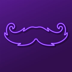 mustache neon sign, colorful modern design trends on black background. Vector illustration.