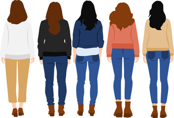 Naklejka premium 秋服を着た後ろ向きの女性達の写真