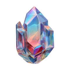 Isolated Multicolored Crystal on Transparent Background