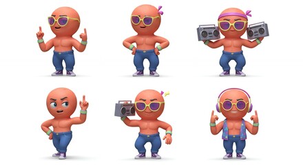 Fototapeta premium Cartoon figures various poses