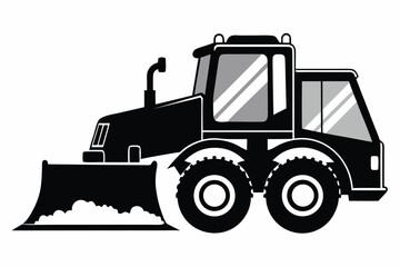 Fototapeta premium A bold silhouette of a bulldozer shows off its plowing power in vector