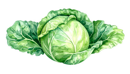 Obraz premium Fresh and healthy green cabbage head isolated on white background