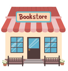 Bookstore Red and Beige
Cozy bookstore storefront with red striped awning and welcoming bench. Perfect for book lover merchandise, posters, and community event graphics.