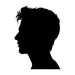 Young man profile silhouette with modern tousled hairstyle