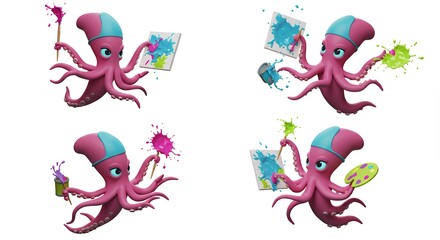 Octopus characters painting