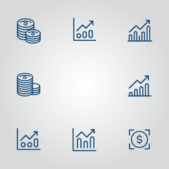 A set of Financial success and wealth line icons.