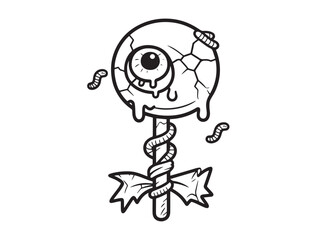 Creepy Zombie Lollipop Line Art.eps