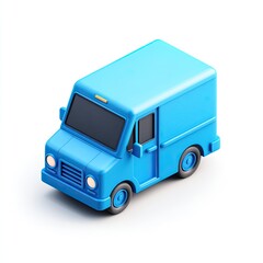 Blue van, isometric view, simple design