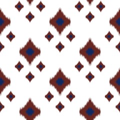 Blue and red Geometric Ikat Seamless Pattern