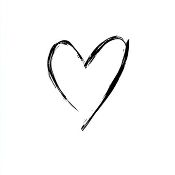Naklejki Simple black hand-drawn heart shape on white background
