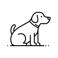 Line art illustration of a dog sitting pet animal graphic dog vector canine icon simple pet design