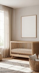 Modern nursery room with crib and decorations