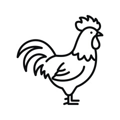 Line art rooster illustration black and white chicken drawing farm animal graphic poultry icon rooster clipart