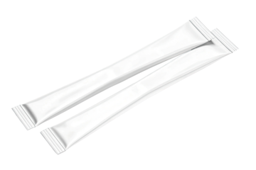 Pair of White Stick Sachet Mockup on white background - 3d rendering template

