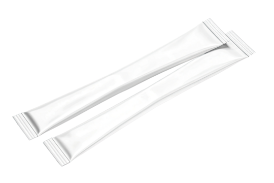 Pair of White Stick Sachet Mockup on white background - 3d rendering template
