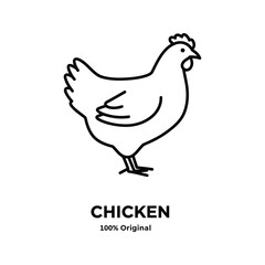 Simple Line Drawing of a Chicken Poultry Bird Icon Farm Animal Illustration